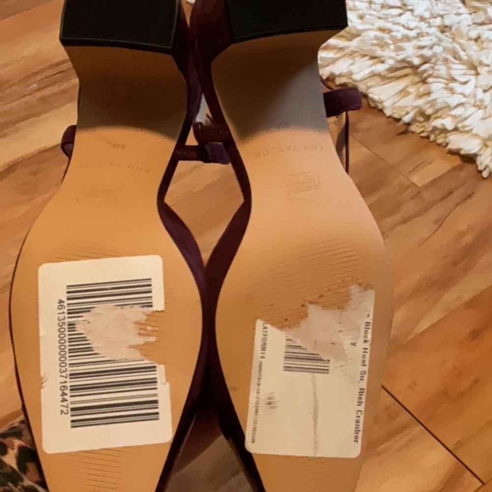 Ann Taylor suede cap toe sling back block heels - Picture 6 of 8